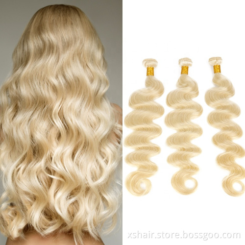 No Tangle Honey Brown 613 Color Human Hair Bundle Brazilian 12A Body Wave Human Hair Bundles